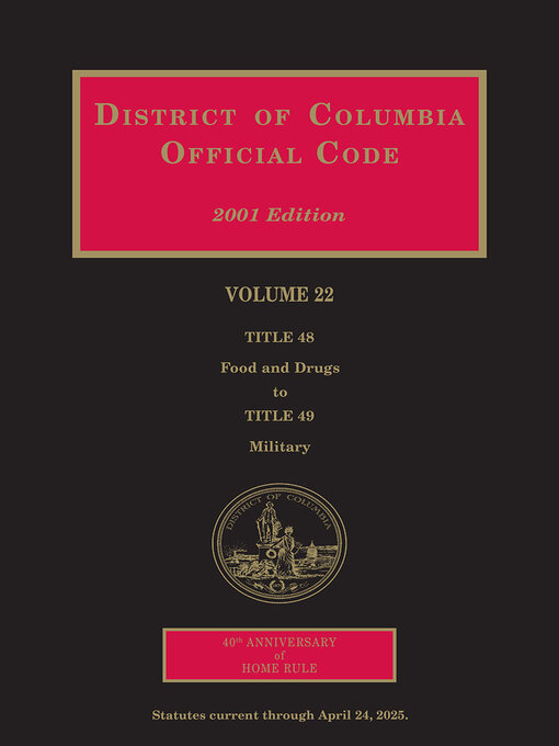 Title details for District of Columbia Official Code by Publisher's Editorial Staff - Wait list